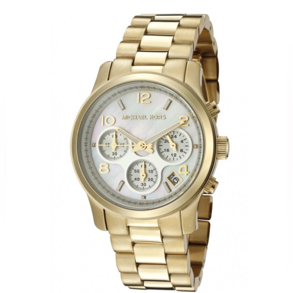Michael Kors Gold Watch Mother of Pearl MK-5305 Runway Chronograph